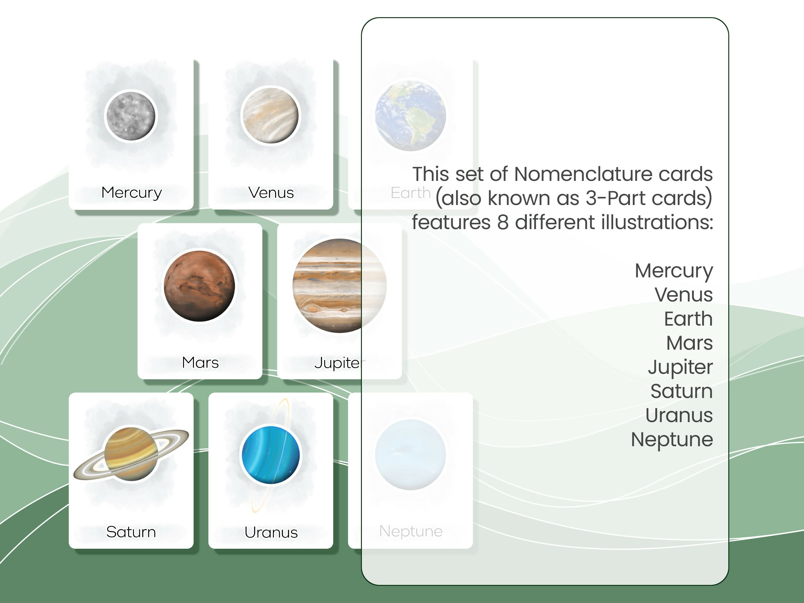 Nomenclature Cards Set - Illustrated Planets