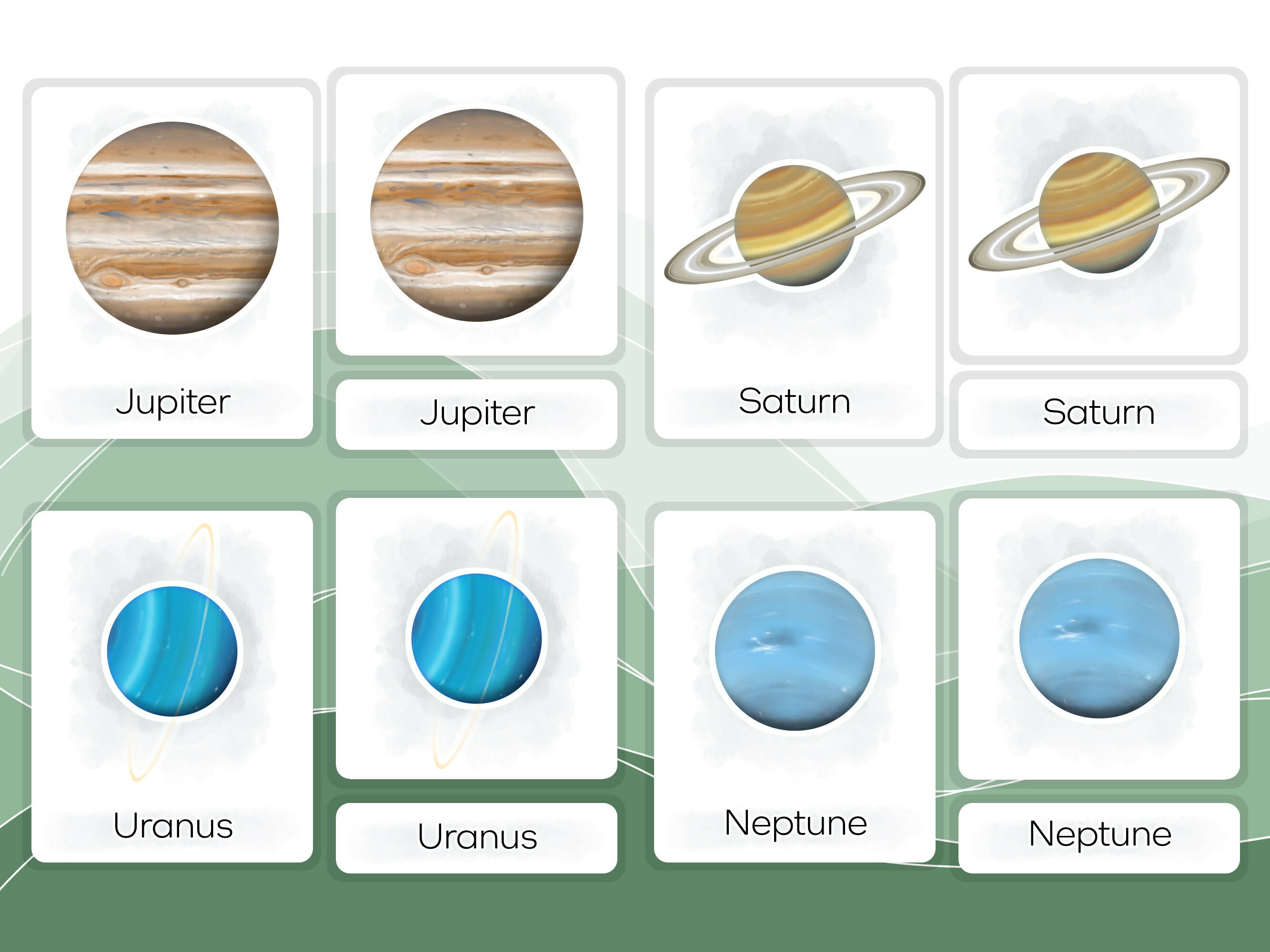 Nomenclature Cards Set - Illustrated Planets
