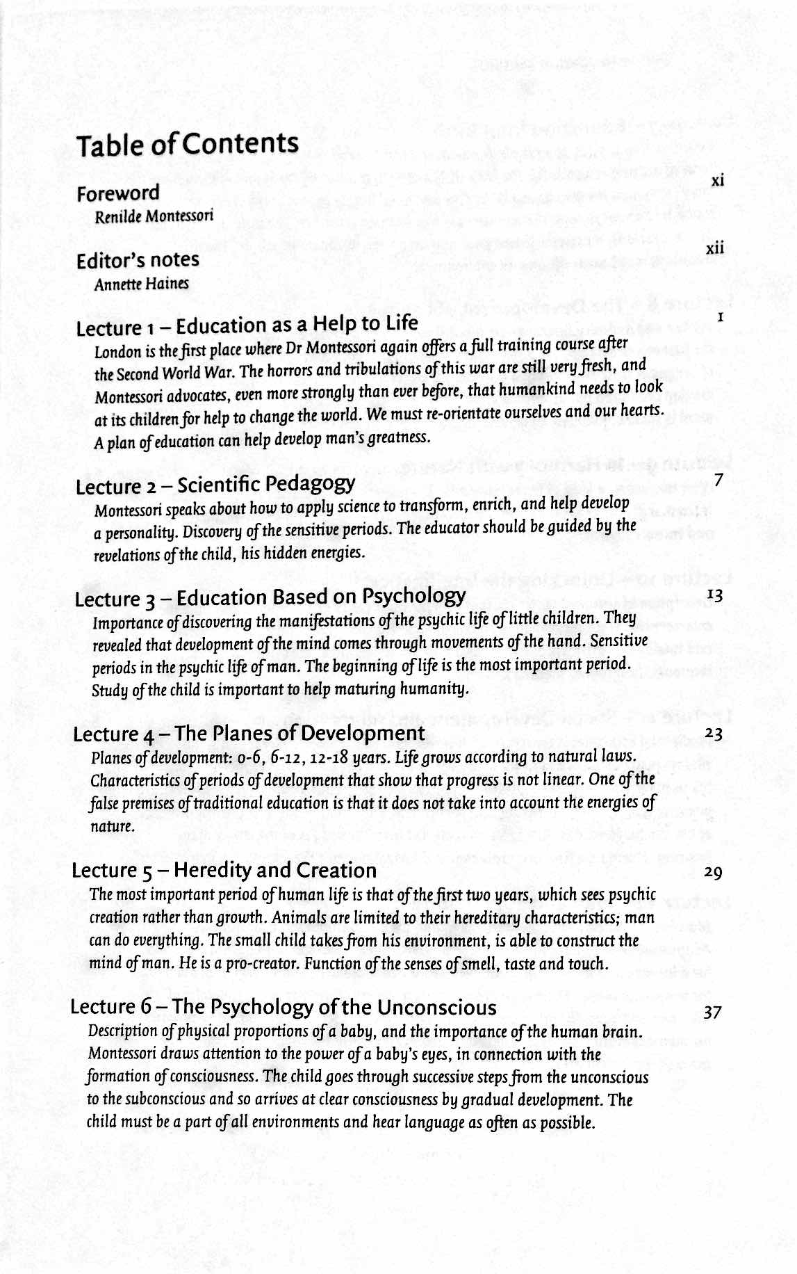 The 1946 London Lectures of Maria Montessori