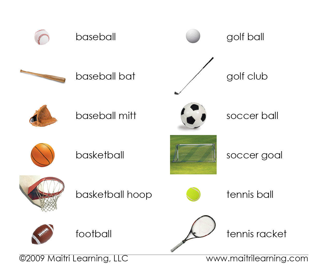 Sports Equipment 3-Part Reading