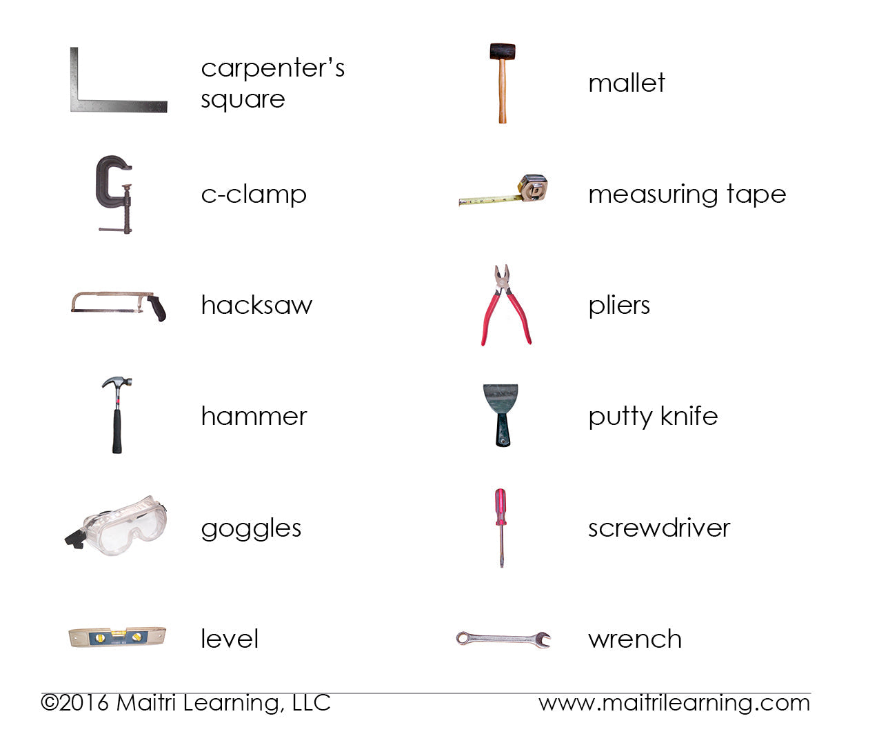 Tools Vocabulary