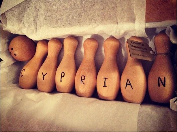 Personalized Wood Bowling Pin Set