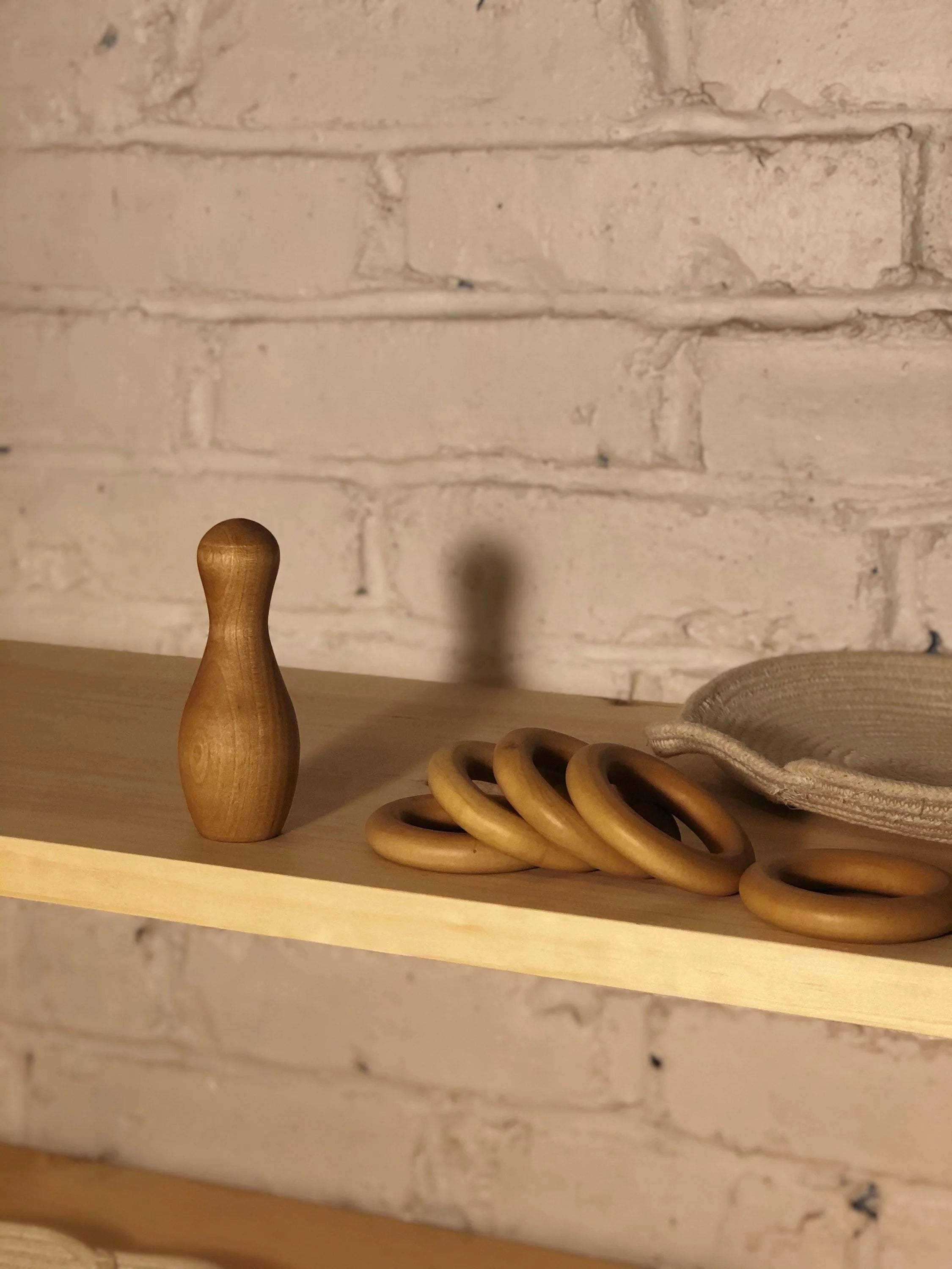 Wooden Bowling Pin Stacker (Small) - Learning Game and Shelf Material