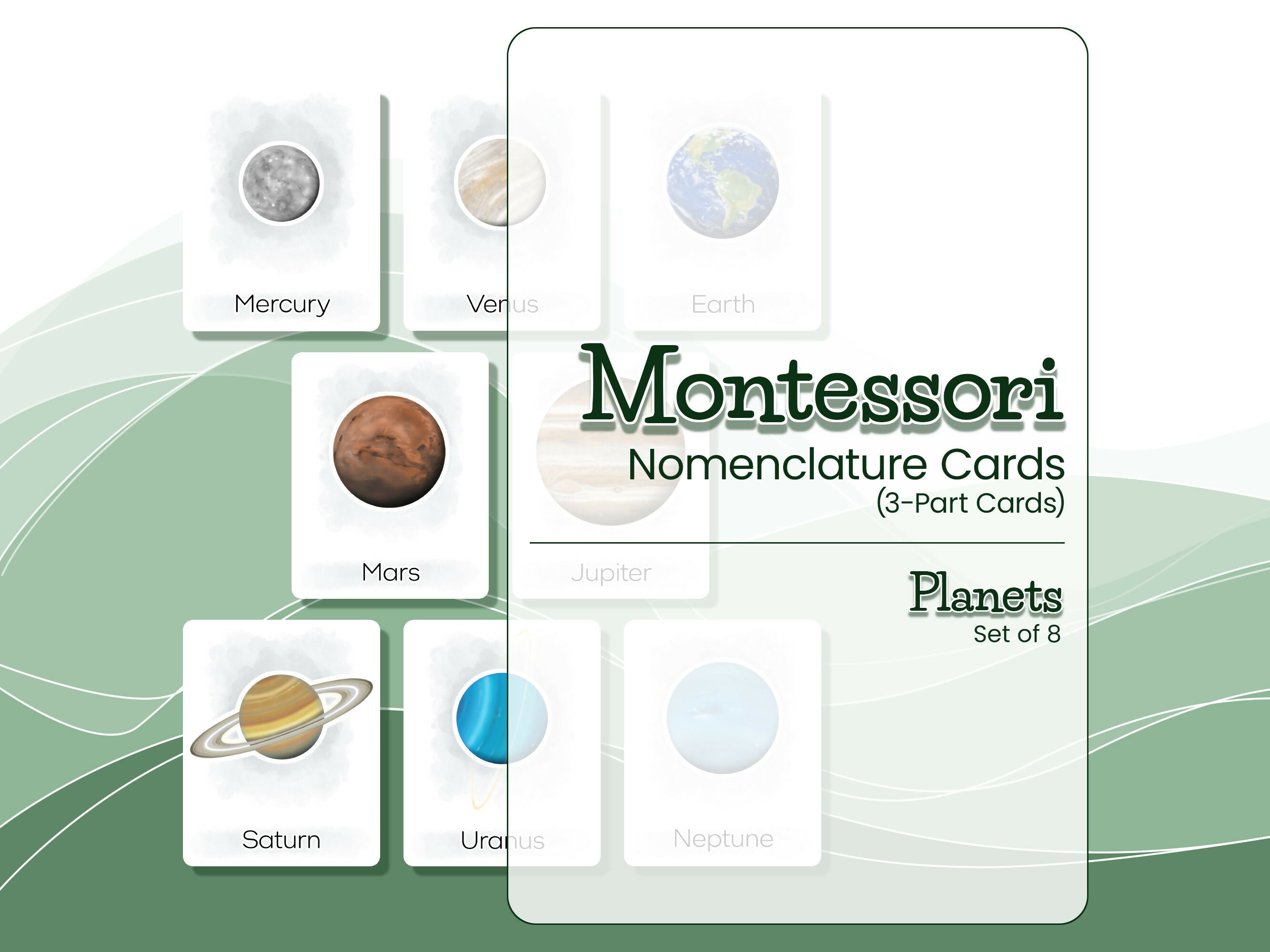 Nomenclature Cards Set - Illustrated Planets