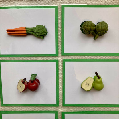 Exact Matching Language Objects and Digital PDF Cards - Fruits & Vegetables - Montessori Toddler Activity for Vocabulary development