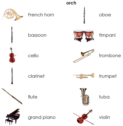 German Orchestral Musical Instruments 3-Part Reading