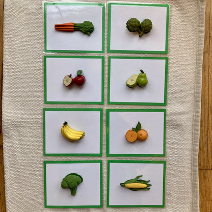 Exact Matching Language Objects and Digital PDF Cards - Fruits & Vegetables - Montessori Toddler Activity for Vocabulary development