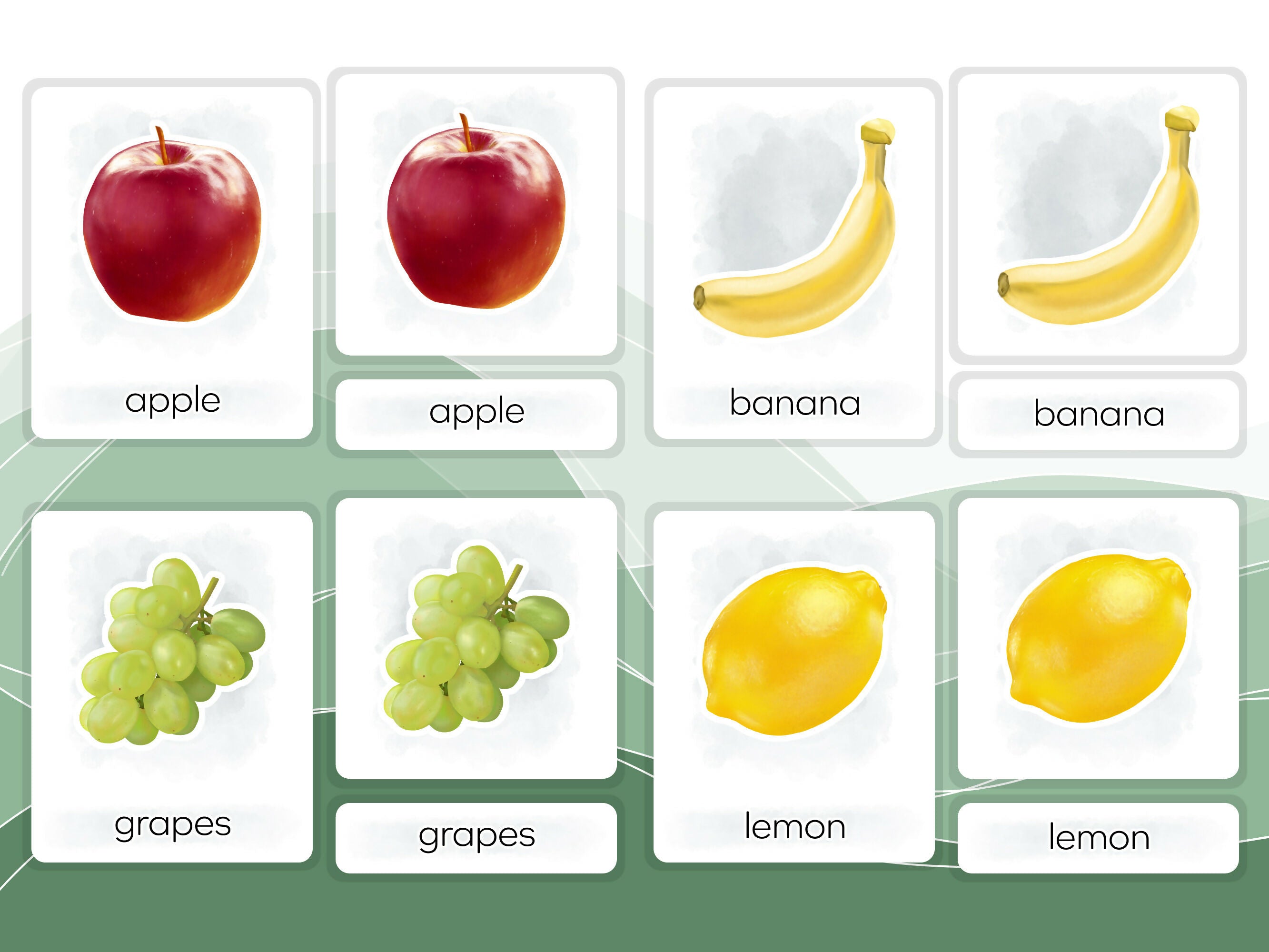 Nomenclature Cards Set - Illustrated Fruits