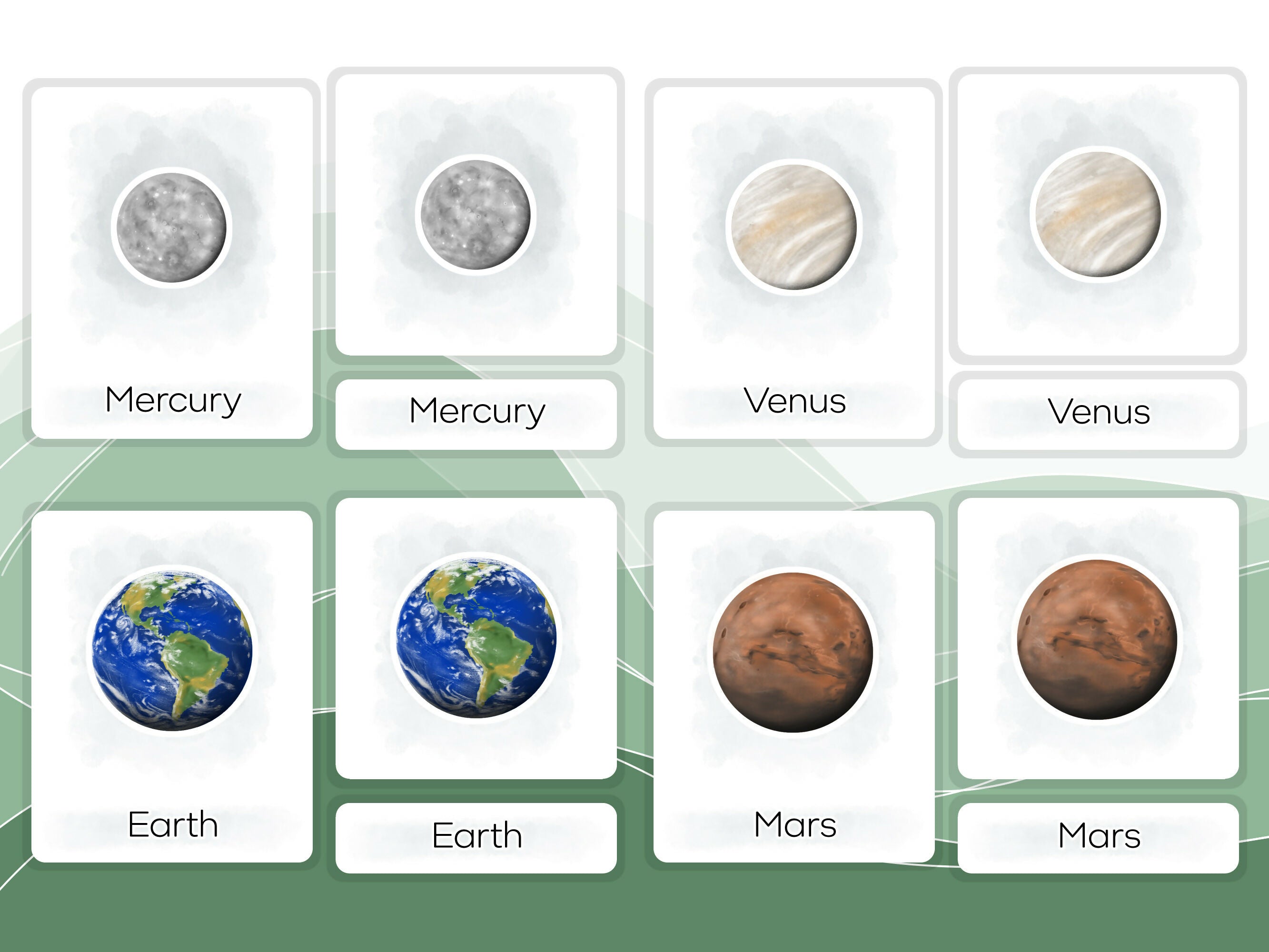 Nomenclature Cards Set - Illustrated Planets