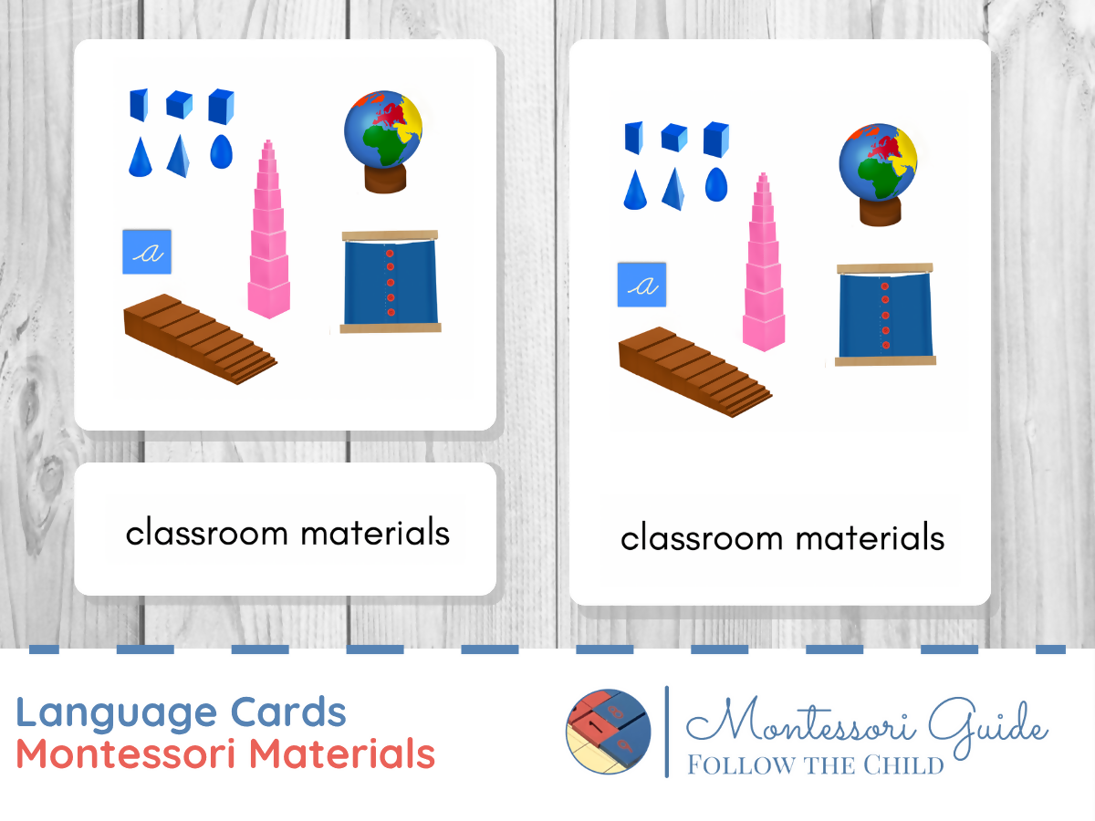 Montessori Material Cards (Classroom Language Cards)
