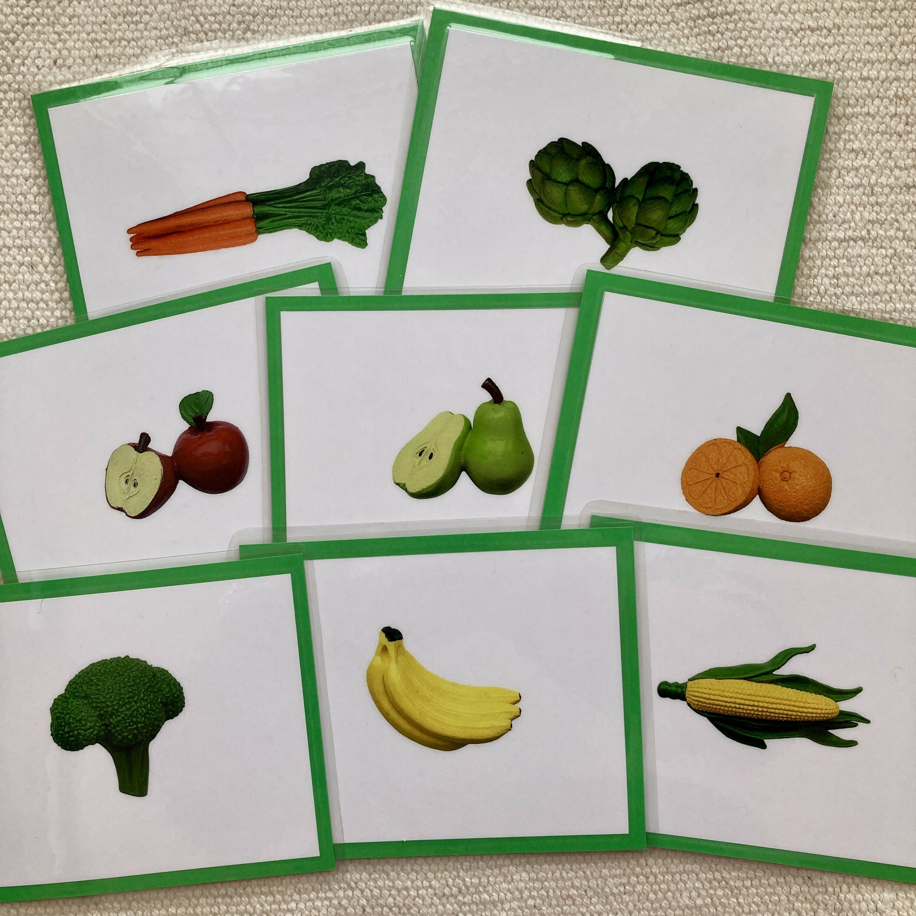 Exact Matching Language Objects and Digital PDF Cards - Fruits & Vegetables - Montessori Toddler Activity for Vocabulary development