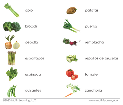 Spanish Vegetables 3-Part Reading