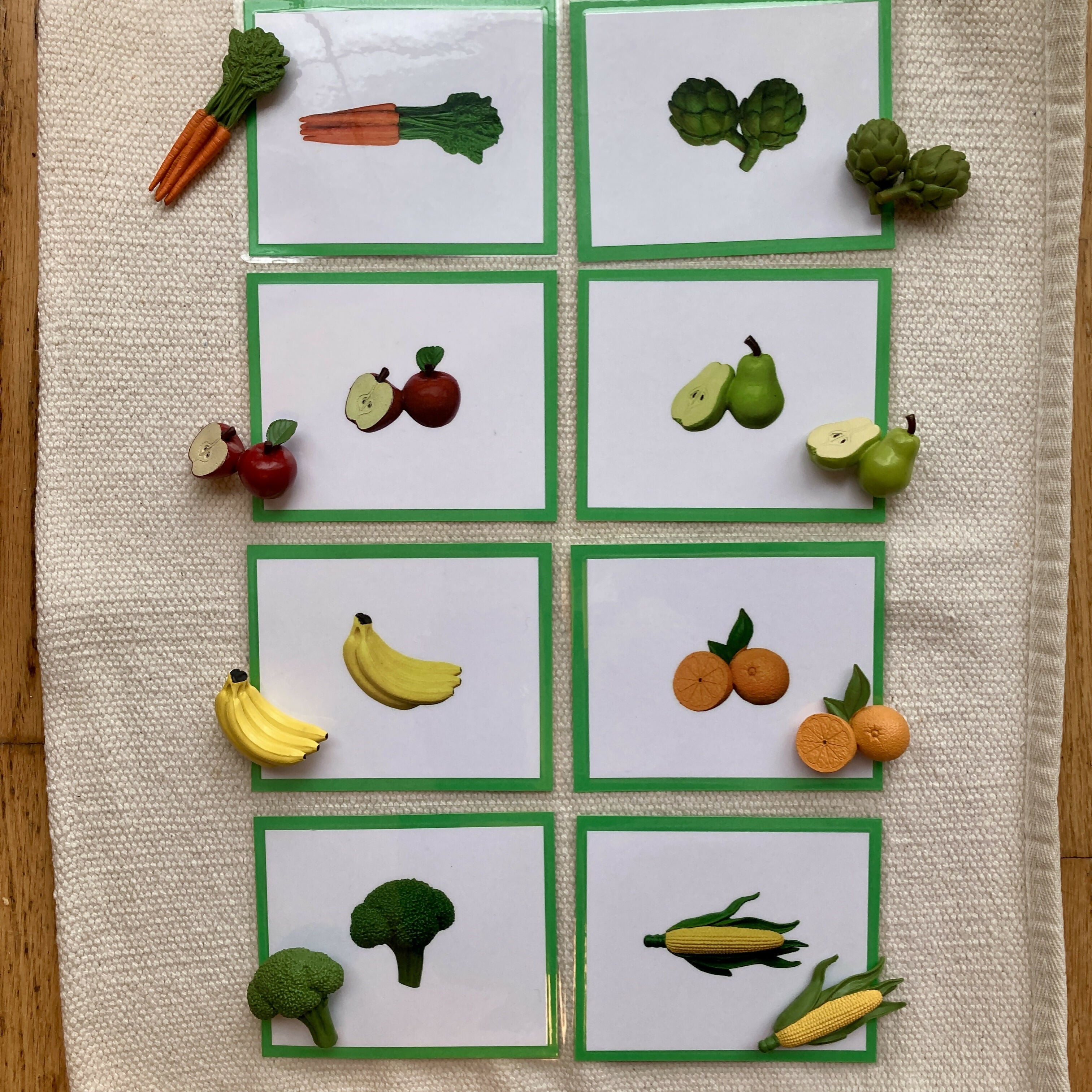 Exact Matching Language Objects and Digital PDF Cards - Fruits & Vegetables - Montessori Toddler Activity for Vocabulary development