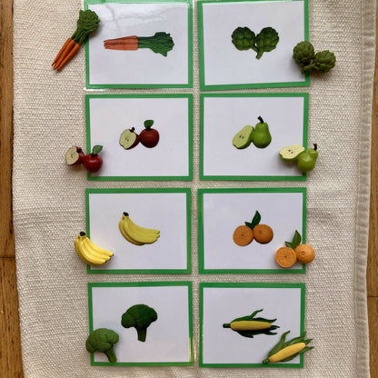 Exact Matching Language Objects and Digital PDF Cards - Fruits & Vegetables - Montessori Toddler Activity for Vocabulary development