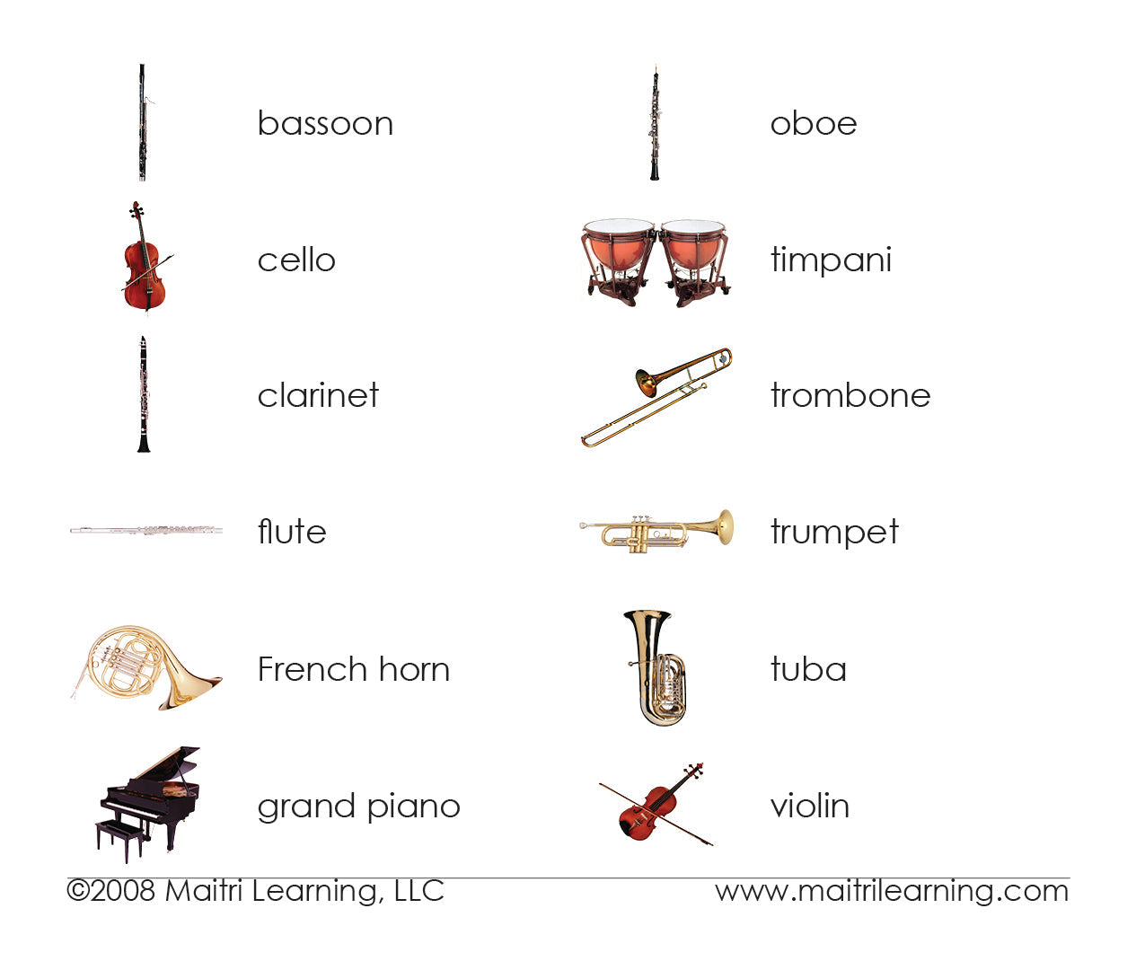 Orchestral Musical Instruments 3-Part Reading - Maitri Learning
