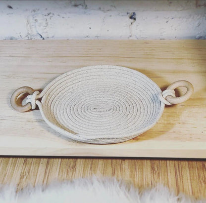 Handmade Rope Basket for Montessori Materials, Listing Only for Essential Montessori Shelf Tray, organic cotton, optional handles