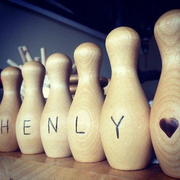 Personalized Wood Bowling Pin Set