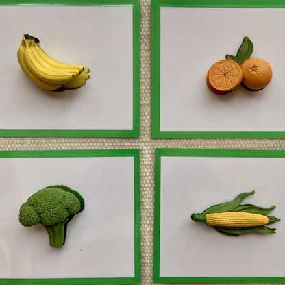 Exact Matching Language Objects and Digital PDF Cards - Fruits & Vegetables - Montessori Toddler Activity for Vocabulary development