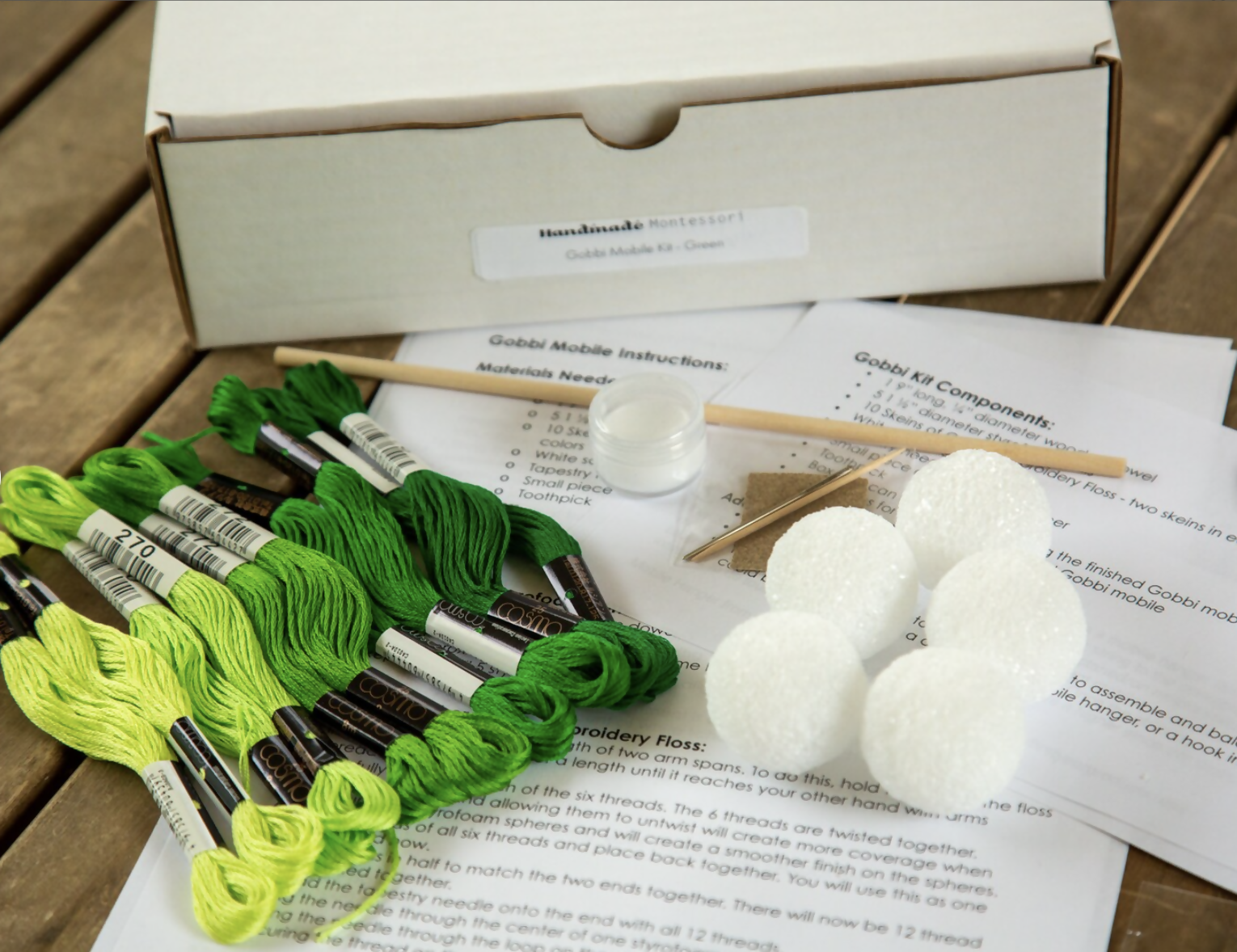 Gobbi Mobile Kit - Montessori Infant Mobile Kit with Instructions - Orange, Green, Pink, Blue