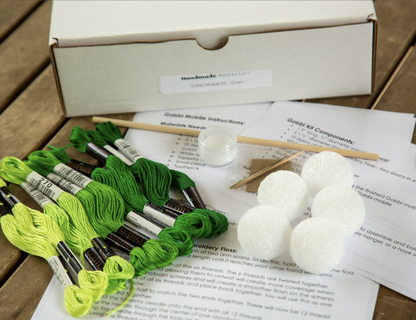 Gobbi Mobile Kit - Montessori Infant Mobile Kit with Instructions - Orange, Green, Pink, Blue