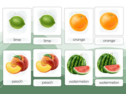 Nomenclature Cards Set - Illustrated Fruits