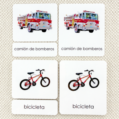 Spanish Transportation 3-Part Cards